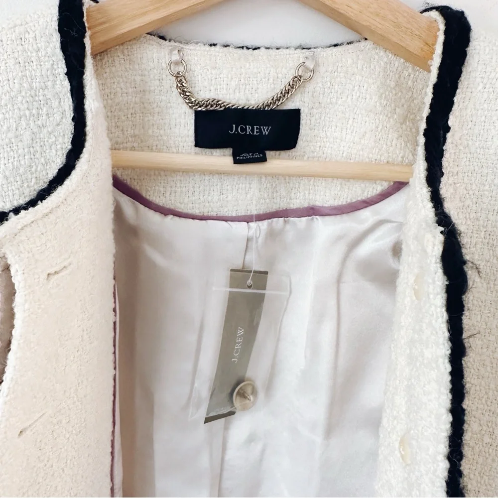 NWT J.Crew Louisa Lady Jacket Blazer Maritime Tweed Natural/Black